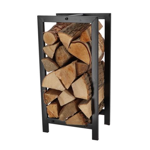 Porte-bûches rangement bois  noir 15 kg