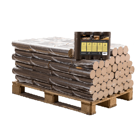 Briquettes rondes en hêtre, demi-palette, 48 paquets de 10 kg (480 kg)