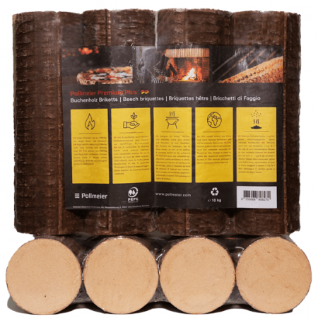Briquettes rondes en hêtre, demi-palette, 48 paquets de 10 kg (480 kg) – Image 2